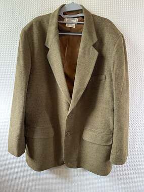 Vintage Claiborne 44R Brown Micro-Check Tweed Blazer